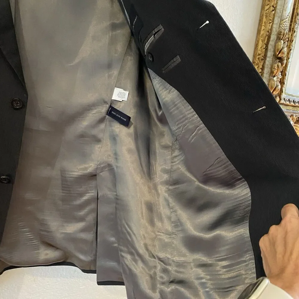 BANANA REPUBLIC Men's 44 Regular Black Sport Coat Notched Collar 100%‎ Cotton